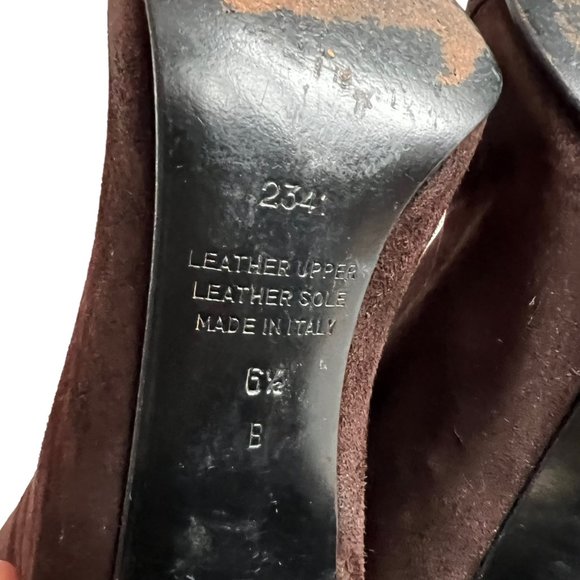 Bellofatto boots knee high brown suede zip up gold block heel size 6.5 - Picture 10 of 11